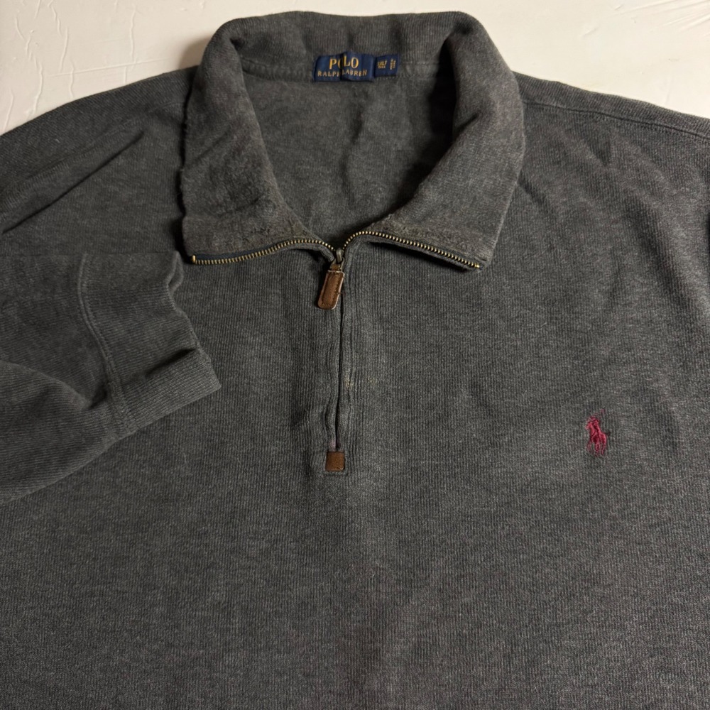 Polo Ralph Lauren Men's Dark Gray 3XLT Tall Quarter Zip Pullover Sweatshirt